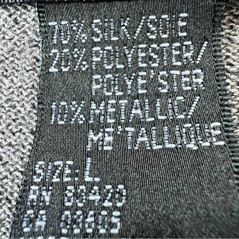 August Silk Shimmering Metallic Silver Knit Cardigan & Turtleneck Twinset SZ L - Picture 8 of 15